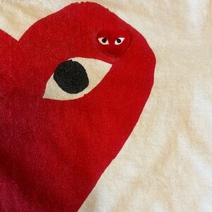 Men's Comme Des Garçons PLAY T-Shirt - Red Heart Logo & Patch - 9/10 Condition
